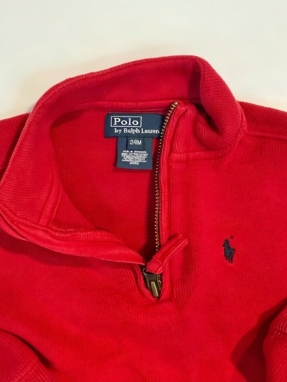 Polo Ralph Lauren Red Half Zip Pullover Sweater 24M - Picture 2 of 2